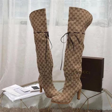 gucci boots herren|Gucci print thigh high boots.